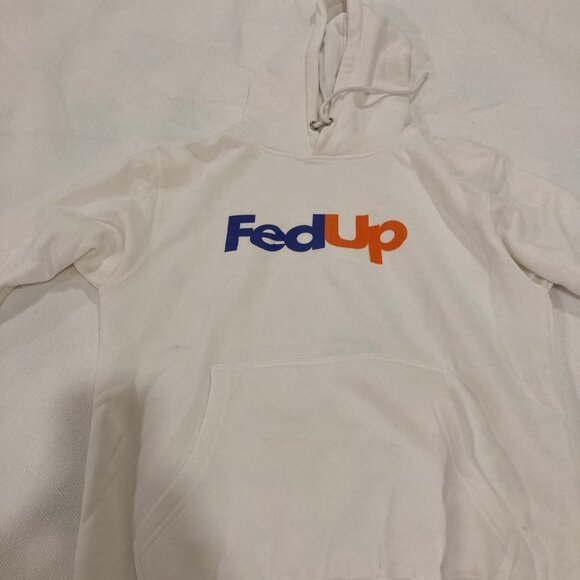 Fed Up Pullover Hoodie Sweatshirt White Sz Small Fed Ex 90s Fedex Unisex - Picture 7 of 9